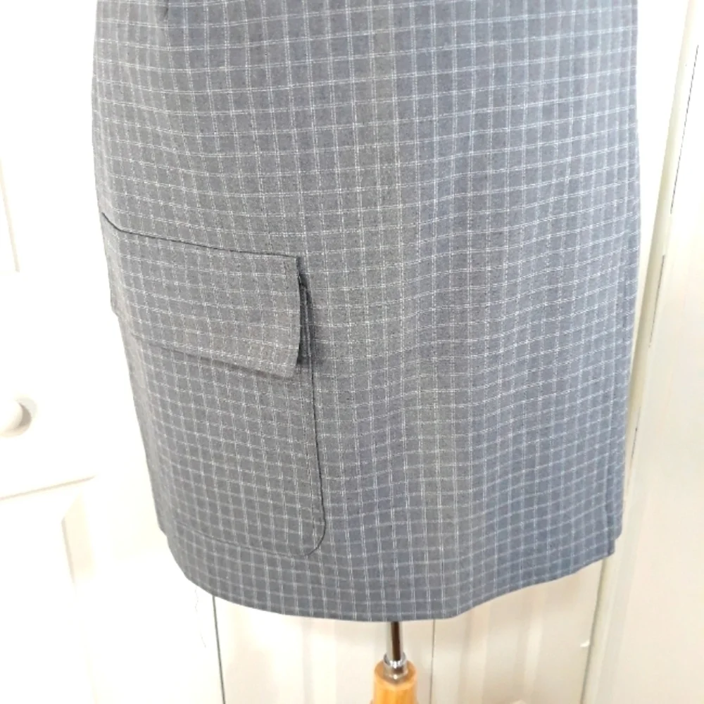 Geoffrey Beene Wrap Skirt Plaid Gray Lined Size 12
